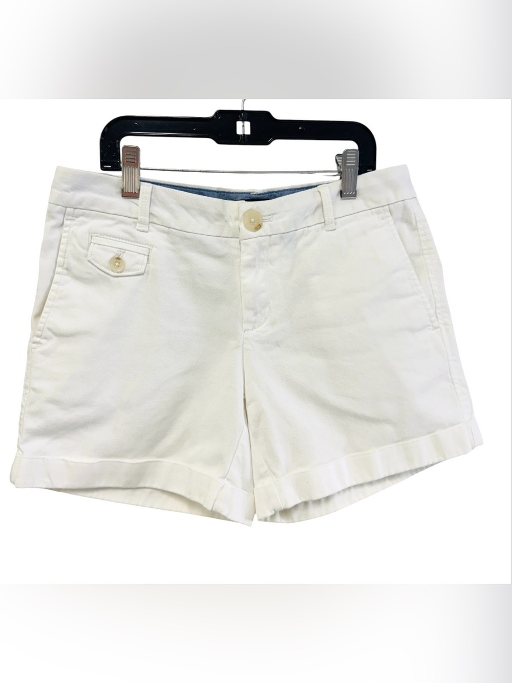 Banana Republic White Cuffed Cotton Bermuda Shorts Size 0